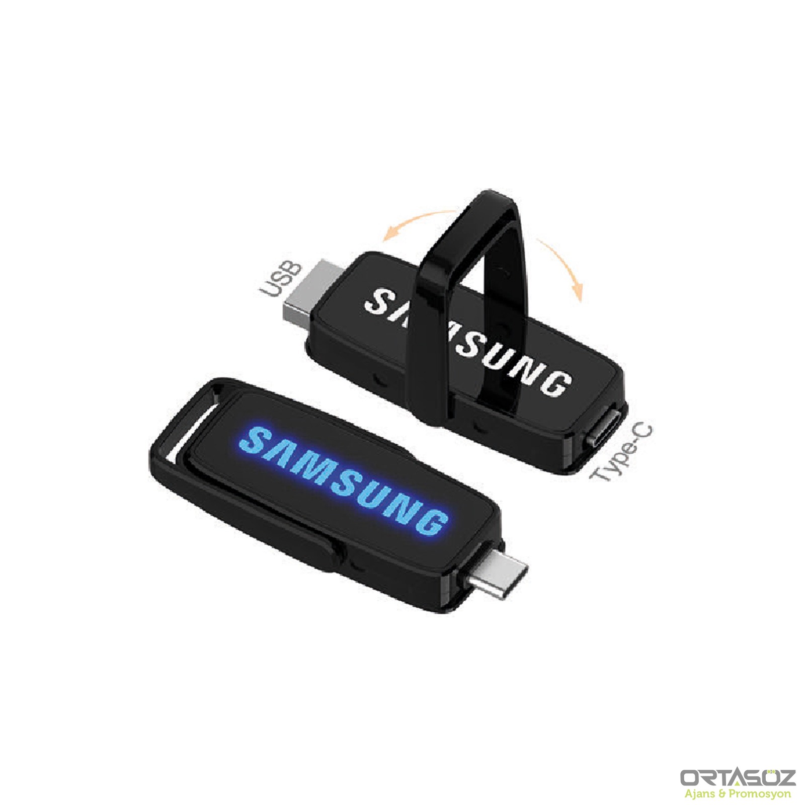 AHLAT SİYAH 32 GB TYPE-C OTG IŞIKLI USB BELLEK