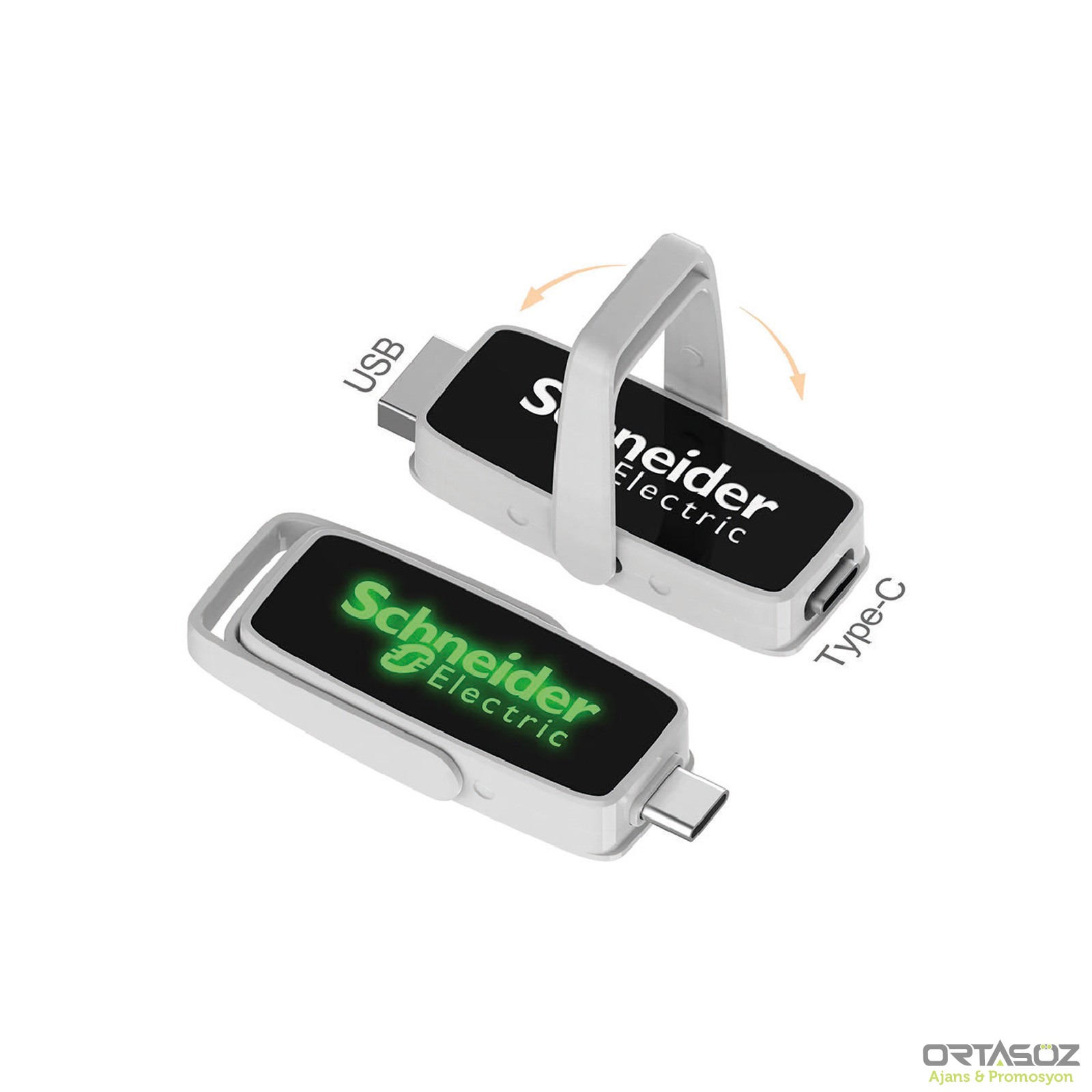 AHLAT GÜMÜŞ 32 GB TYPE-C OTG IŞIKLI USB BELLEK