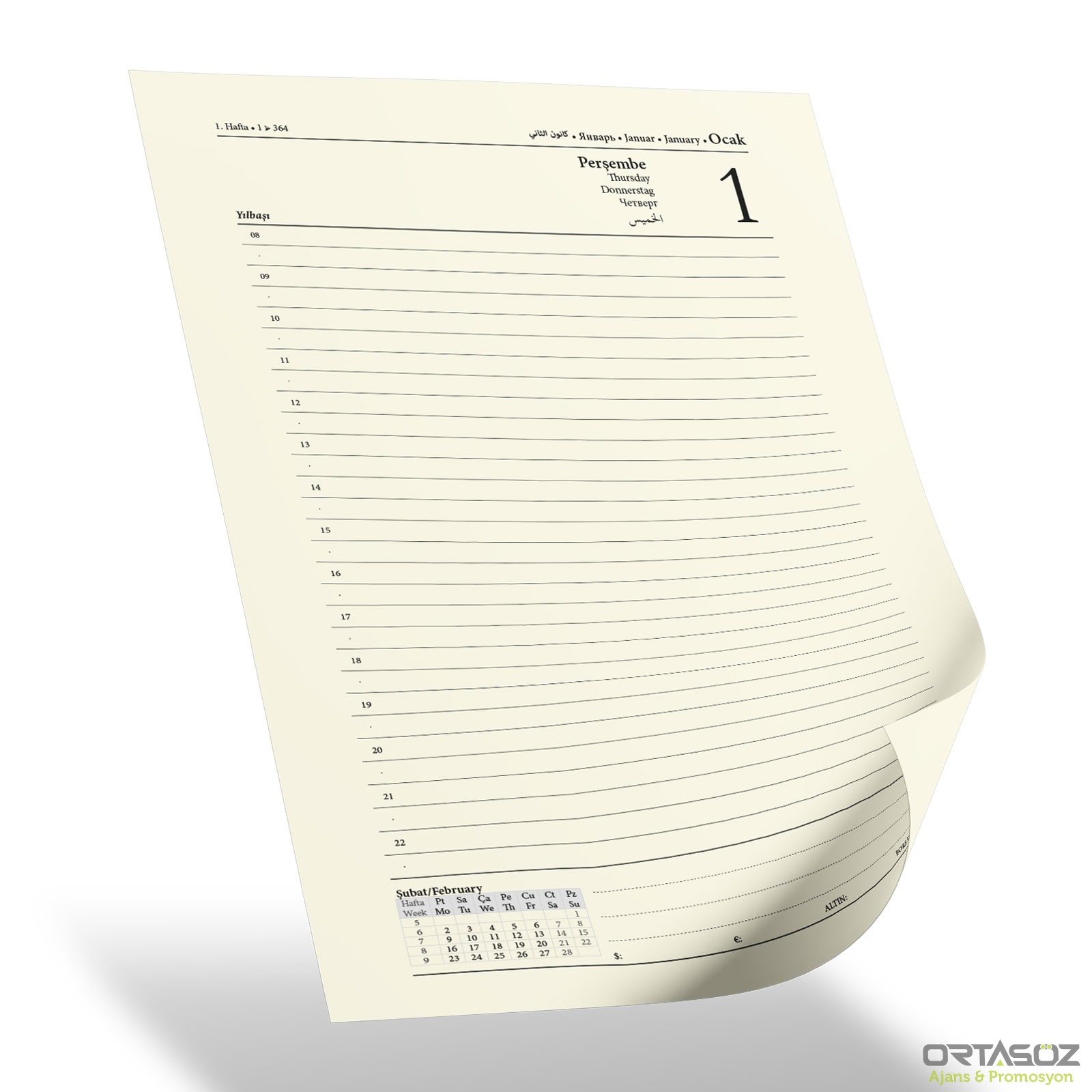 ELMADAĞ TURUNCU TARİHLİ AJANDA (17X24 CM)