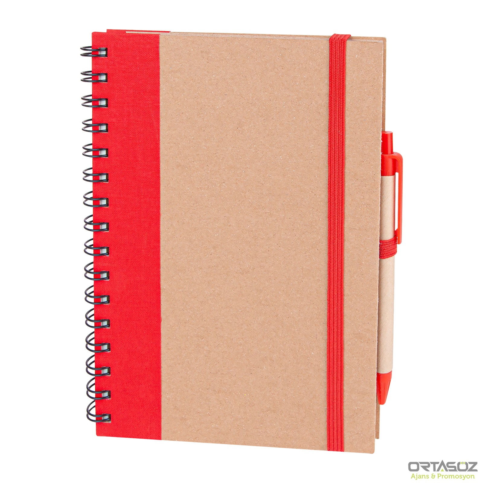 PURSAKLAR KIRMIZI SPİRALLİ TARİHSİZ DEFTER (15X21 CM)