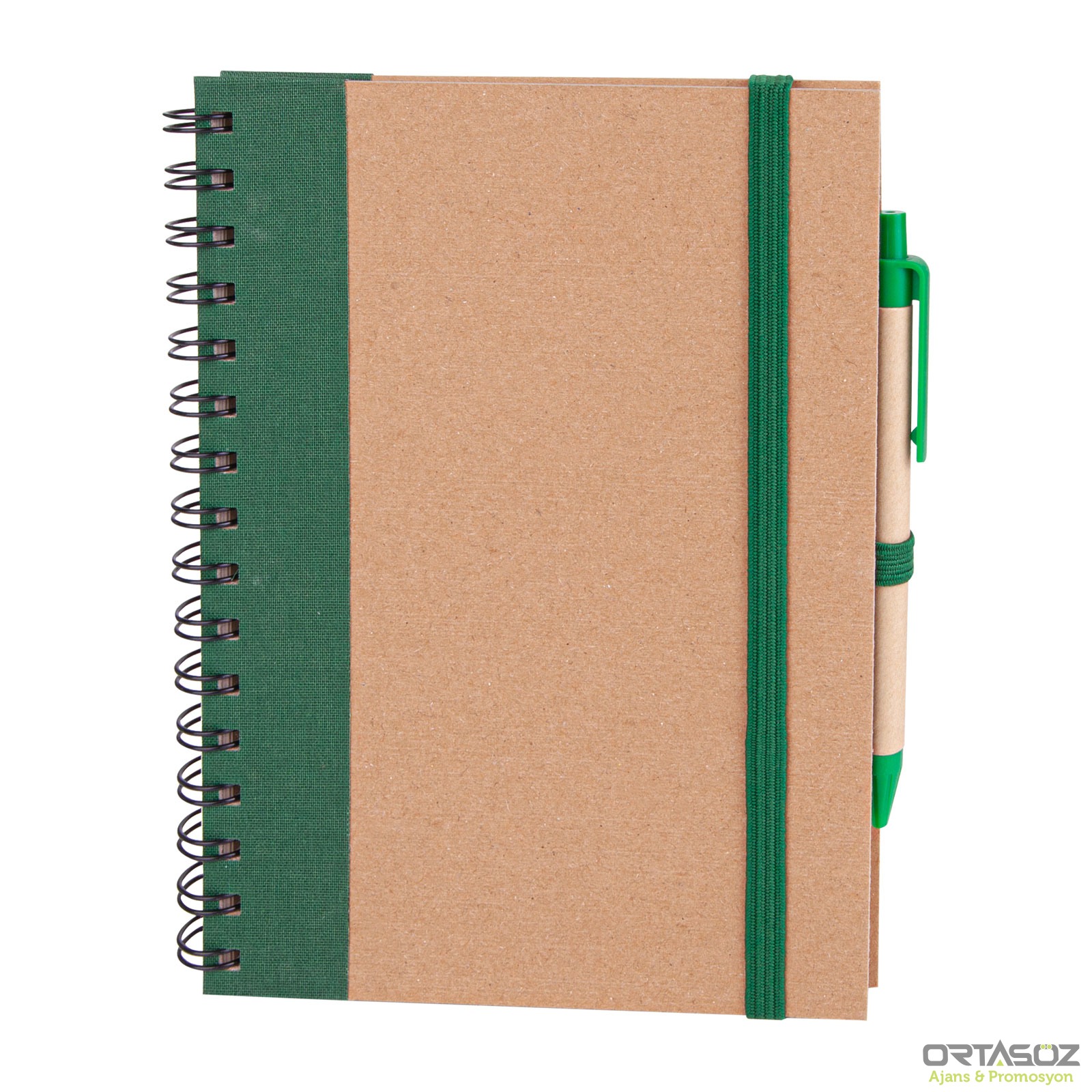 PURSAKLAR YEŞİL SPİRALLİ TARİHSİZ DEFTER (15X21 CM)
