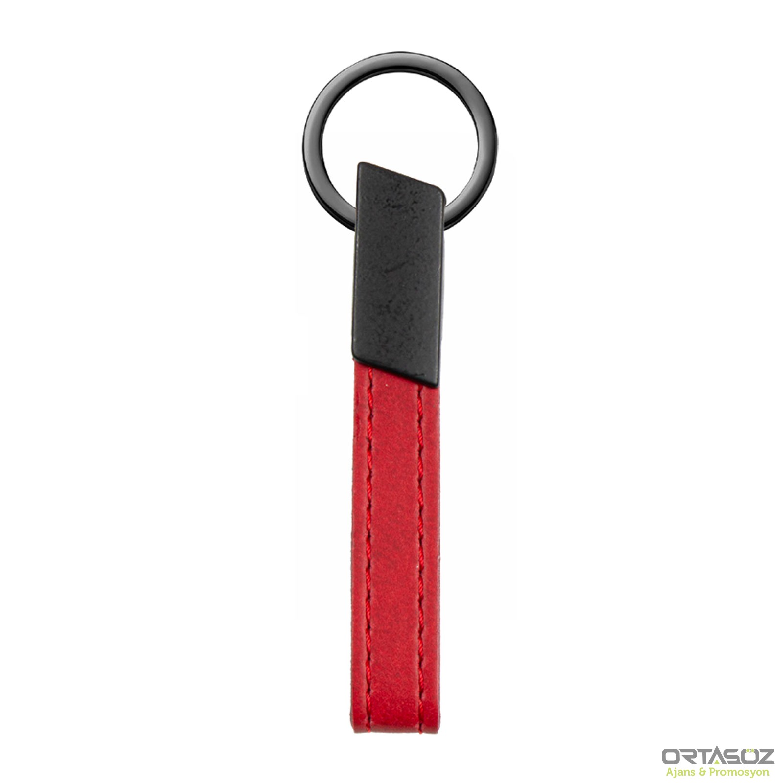 MAÇKA KIRMIZI METAL-DERİ ANAHTARLIK