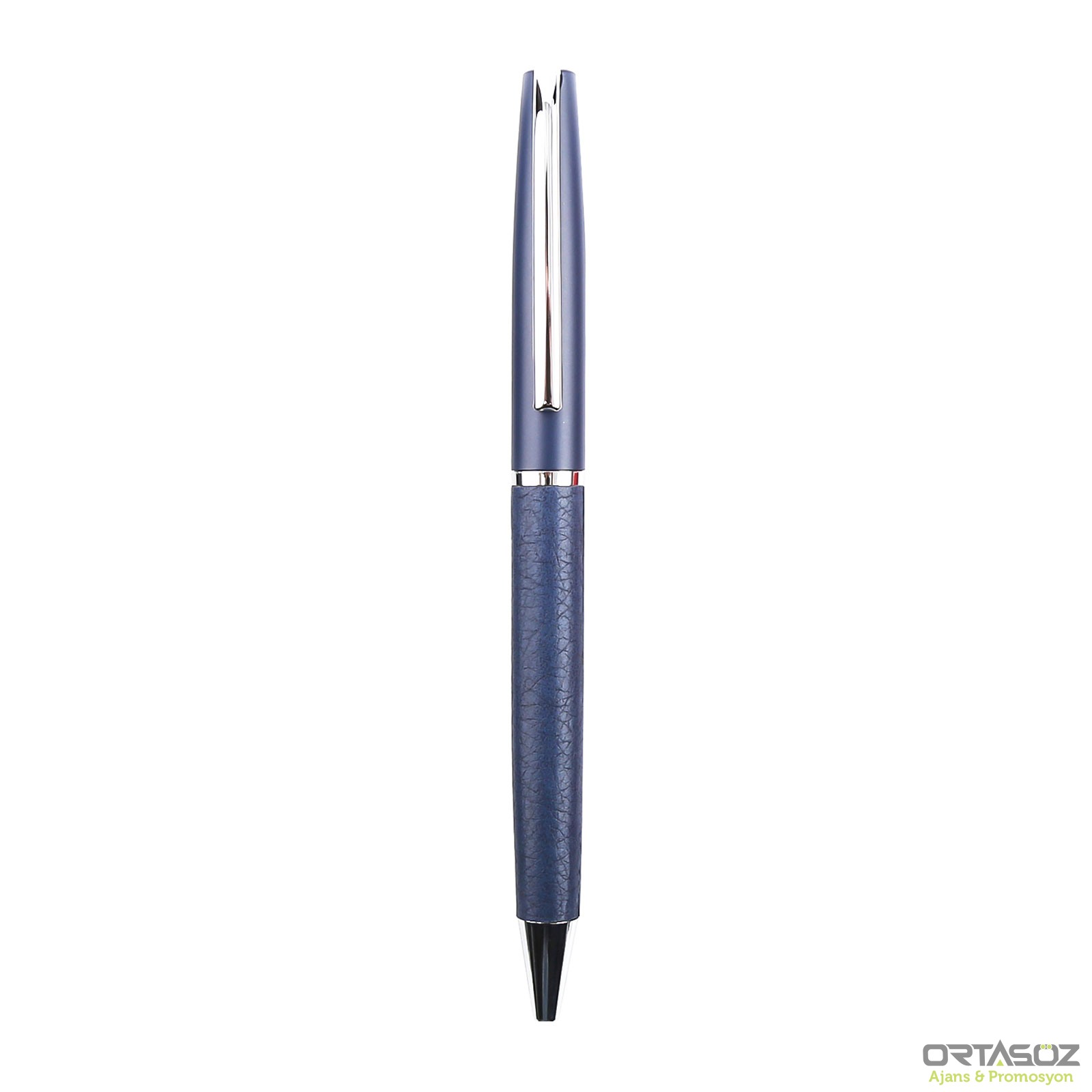 SALİHLİ LACİVERT METAL DERİLİ TÜKENMEZ KALEM