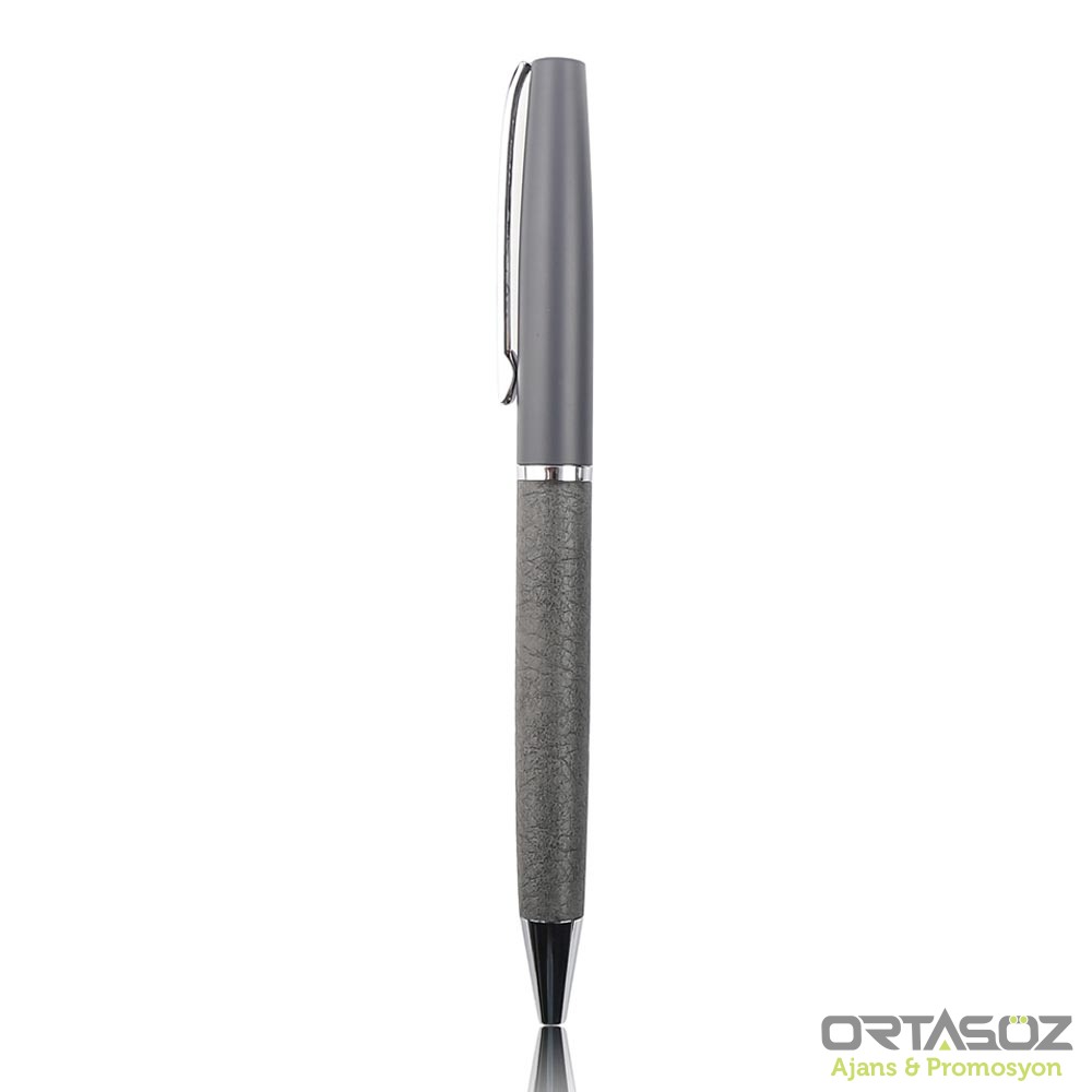 4519 SALİHLİ SİYAH METAL DERİLİ TÜKENMEZ KALEM