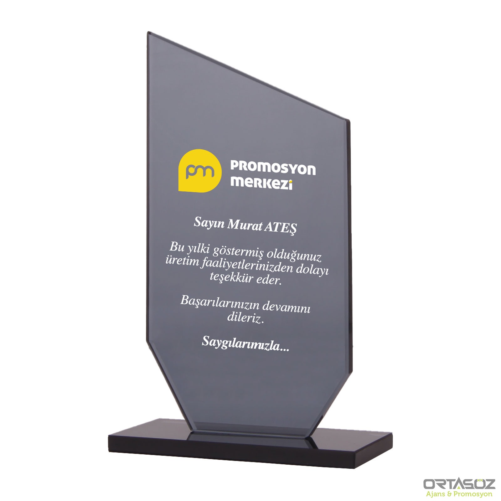 KAŞGAR SİYAH KRİSTAL PLAKET