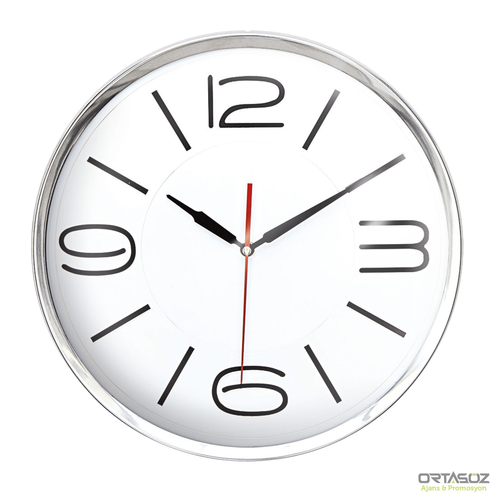 5006 ATHENA305 GÜMÜŞ METAL ÇERÇEVE DUVAR SAATİ (360 MM)