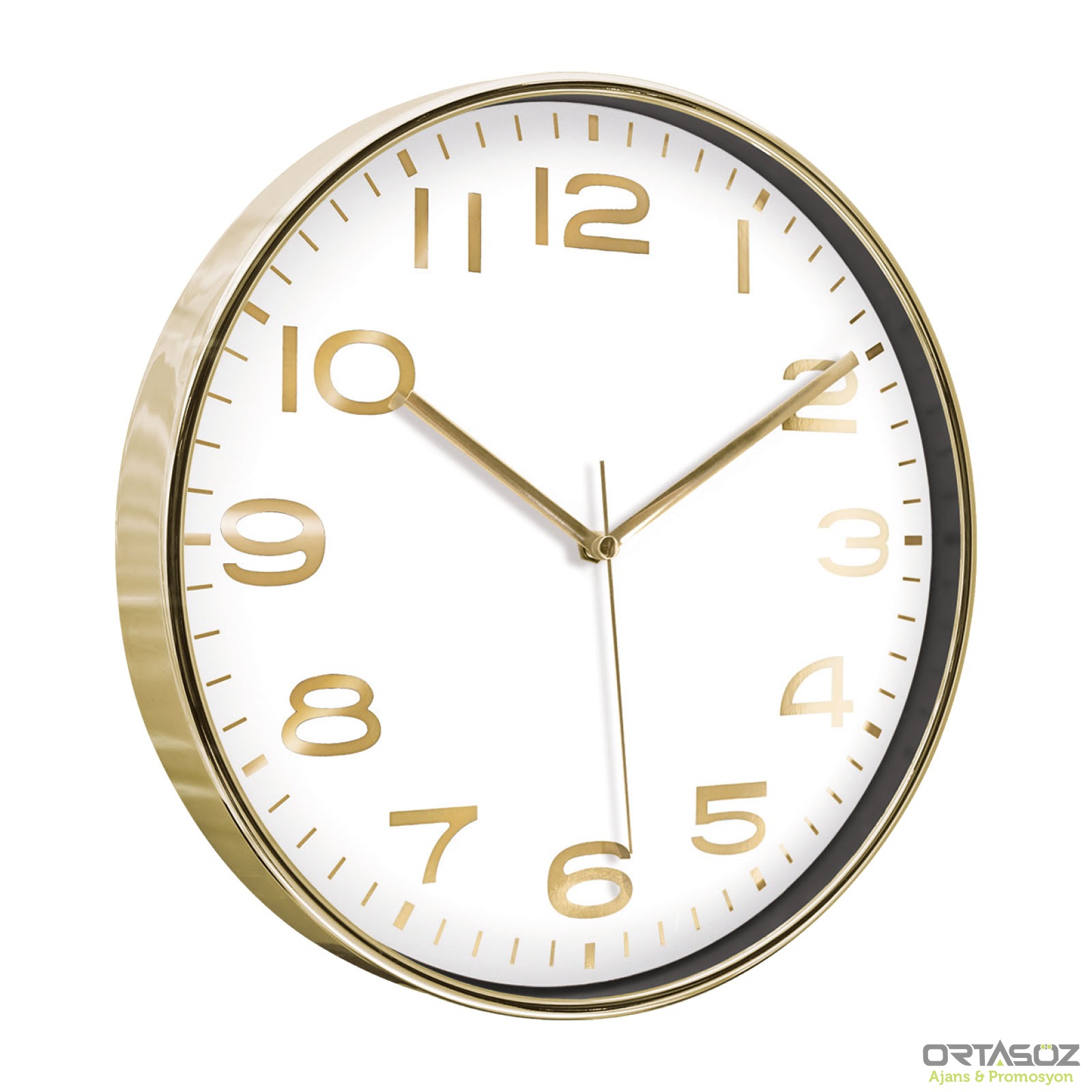 5010 HADES406 SİYAH-ALTIN METALİZE ÇERÇEVE DUVAR SAATİ(380 MM)