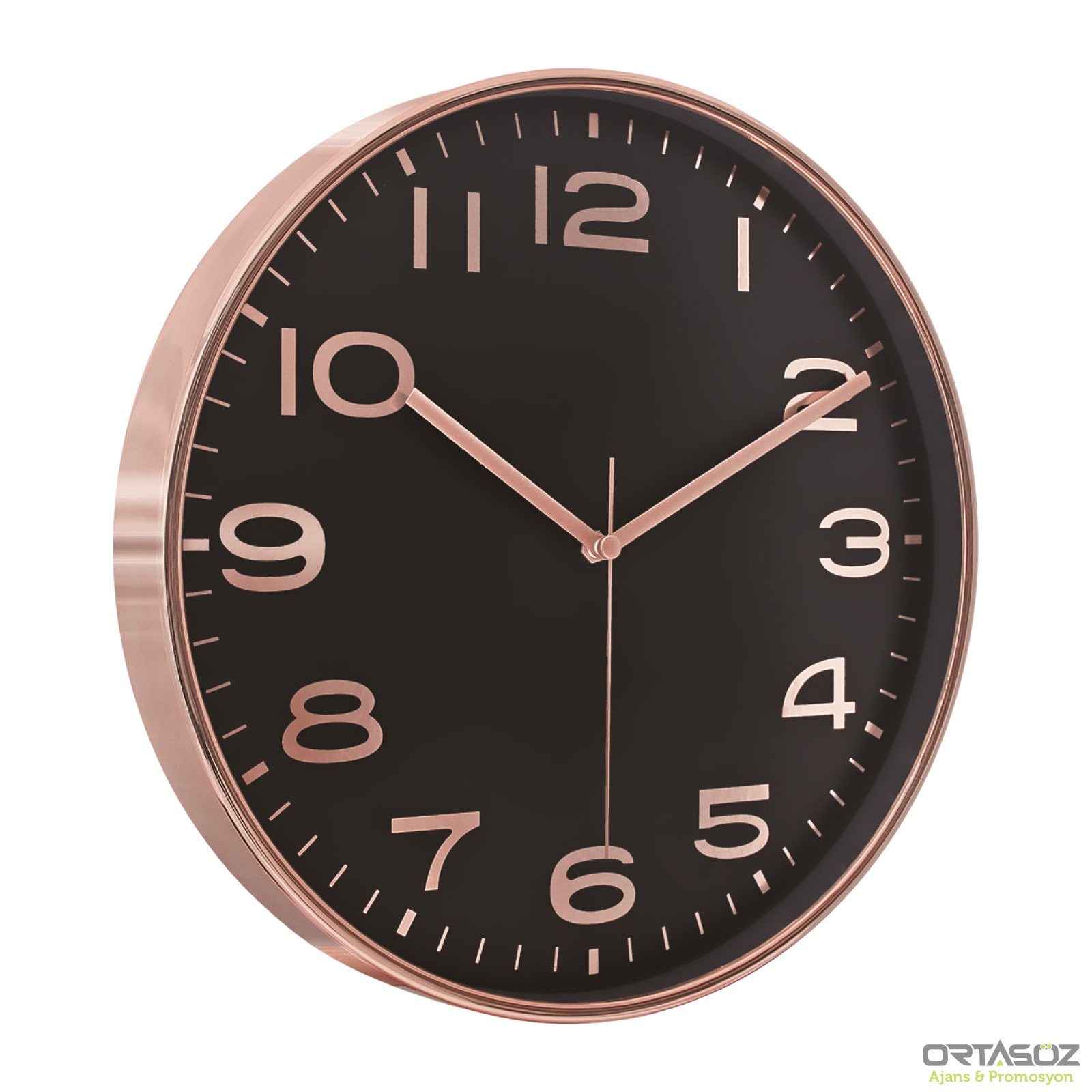 5010 HADES406 SİYAH-ALTIN METALİZE ÇERÇEVE DUVAR SAATİ(380 MM)