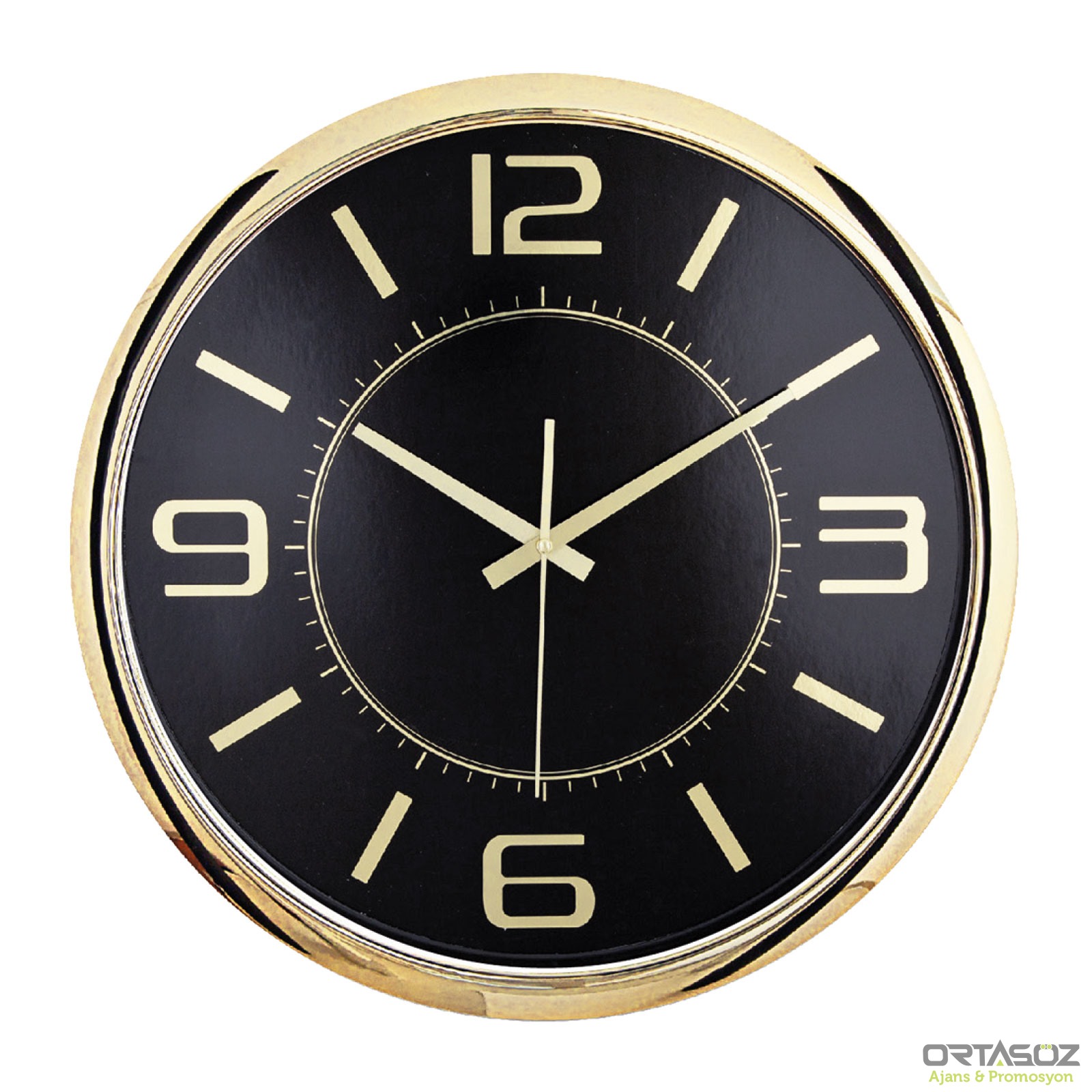 5013 HELLEN404 SİYAH-GÜMÜŞ METALİZE ÇERÇEVE DUVAR SAATİ (420MM)