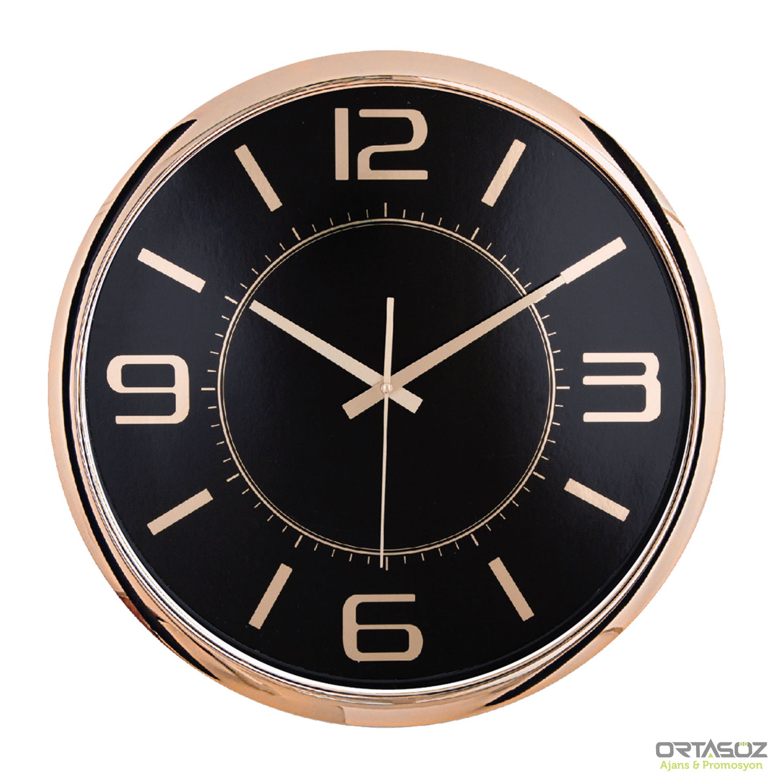 5013 HELLEN404 SİYAH-GÜMÜŞ METALİZE ÇERÇEVE DUVAR SAATİ (420MM)