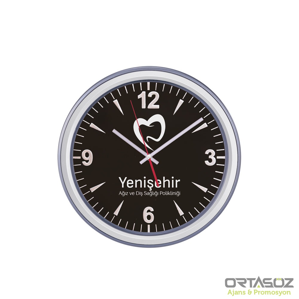 ERİŞ321 GÜMÜŞ PLASTİK KASA DUVAR SAATİ (350 MM)