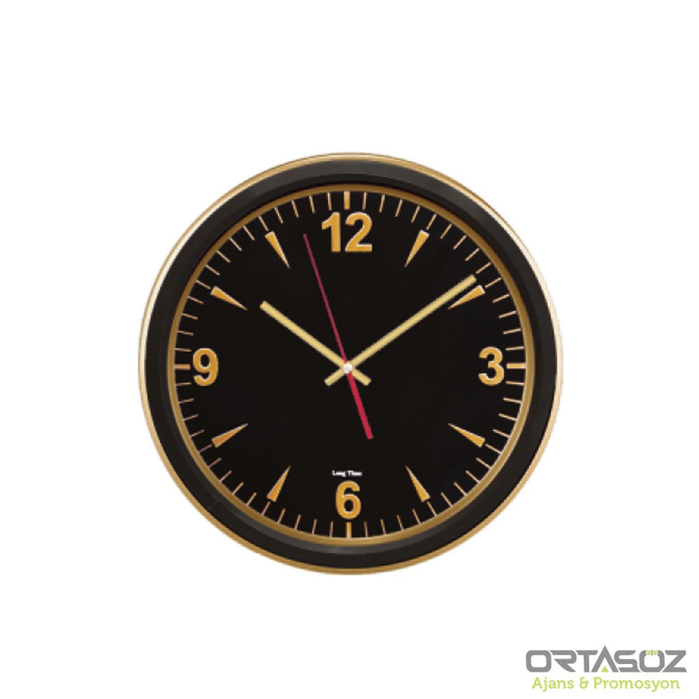 ERİŞ321 SİYAH-BAKIR PLASTİK KASA DUVAR SAATİ (350 MM)