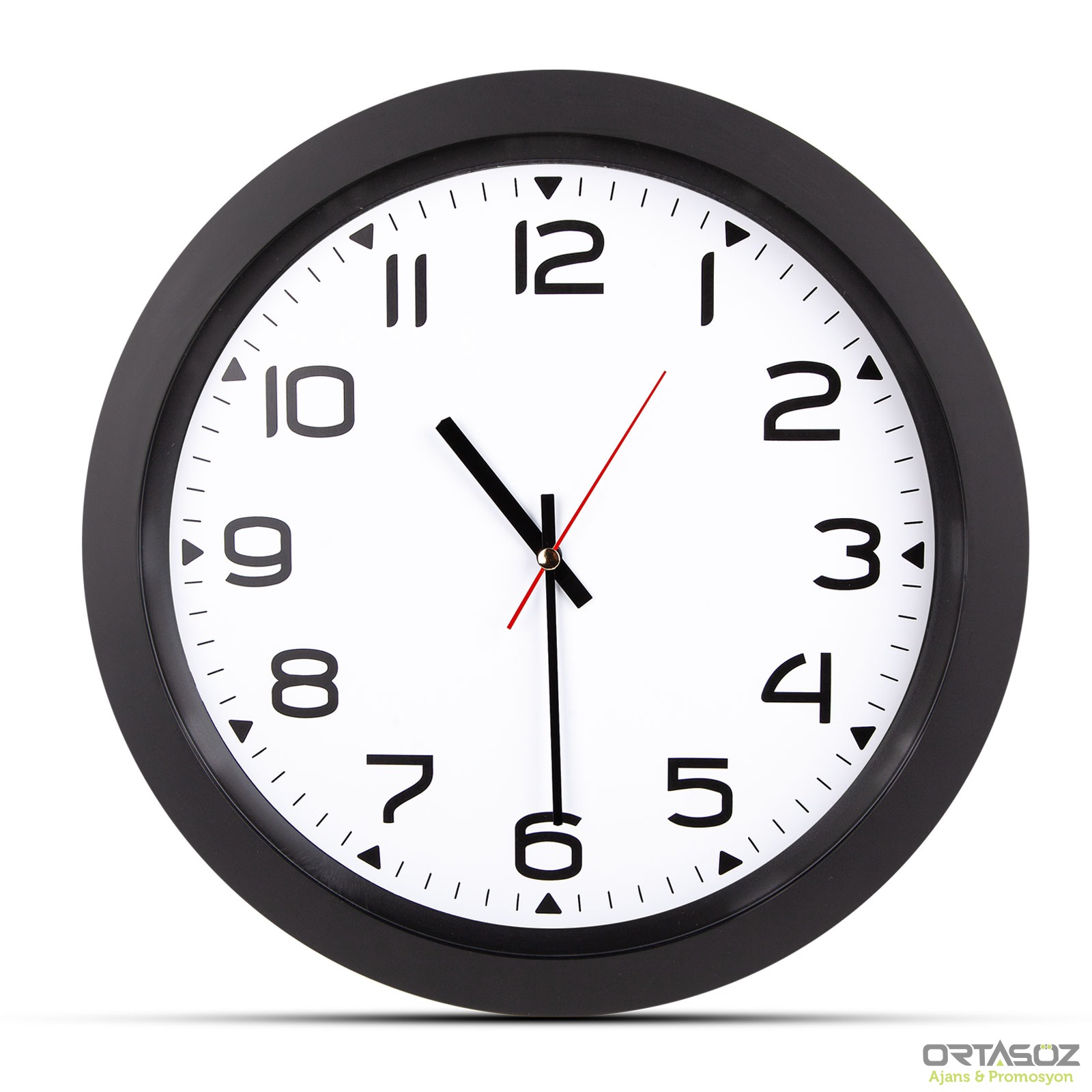 5023 HERA TURUNCU PLASTİK KASA DUVAR SAATİ (350MM)