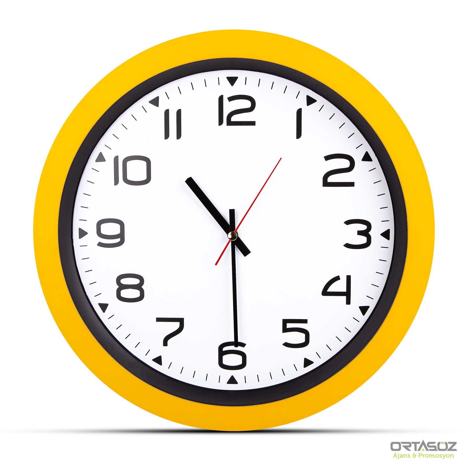 5023 HERA TURUNCU PLASTİK KASA DUVAR SAATİ (350MM)