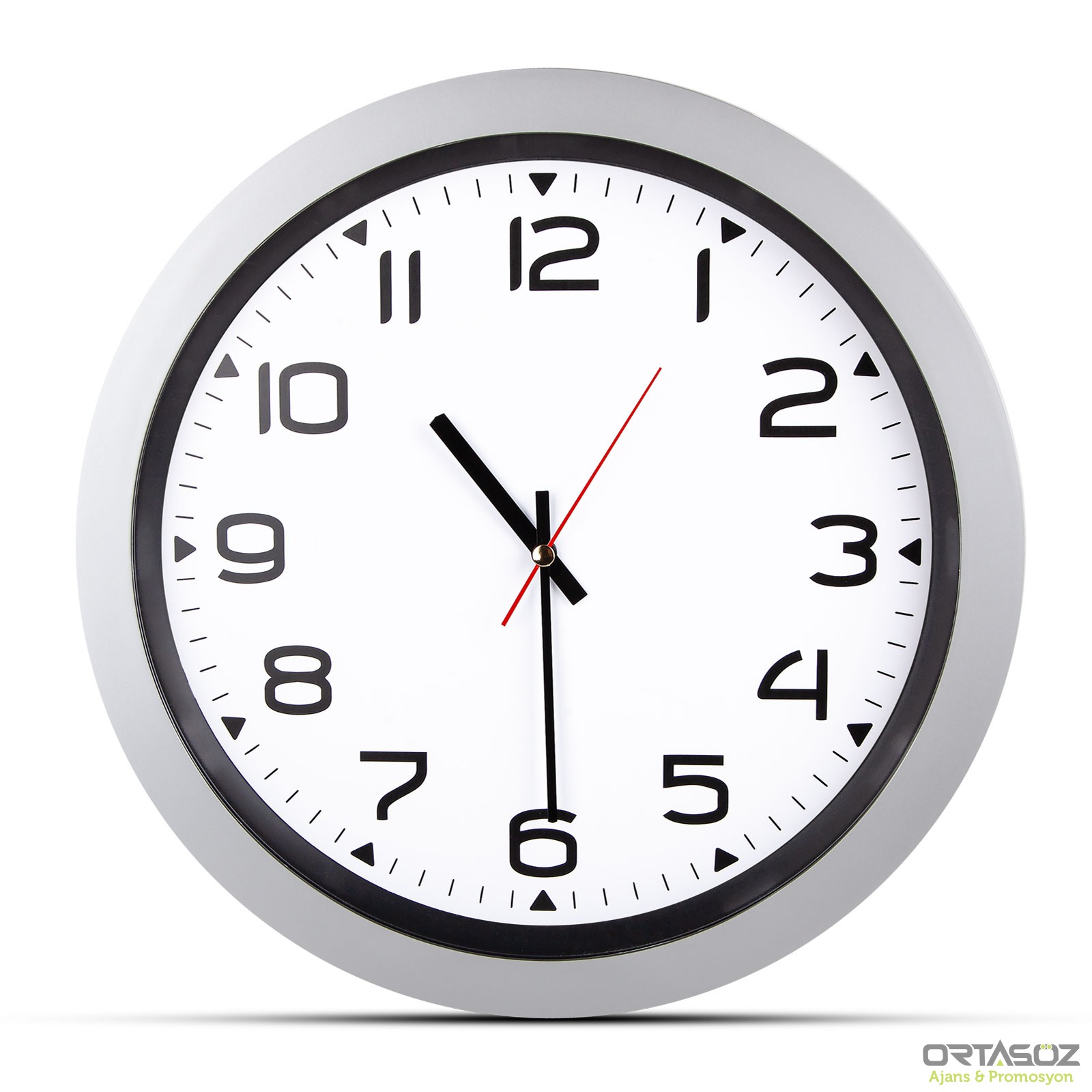 5023 HERA TURUNCU PLASTİK KASA DUVAR SAATİ (350MM)