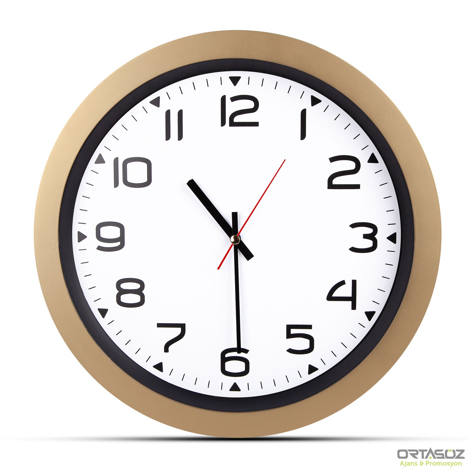 5023 HERA TURUNCU PLASTİK KASA DUVAR SAATİ (350MM)