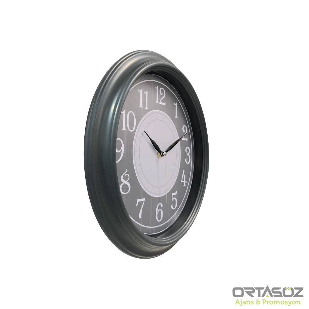 VESTA205 FÜME PLASTİK ÇERÇEVE DUVAR SAATİ (355 MM)