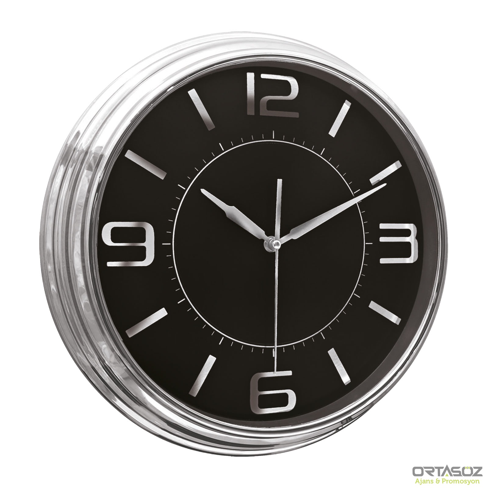 5036 SEZAR401 SİYAH-ALTIN METALİZE ÇERÇEVE DUVAR SAATİ (380 MM)