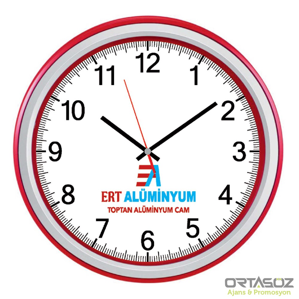 HESTIA546 KIRMIZI PLASTİK KASA DUVAR SAATİ (350 MM)
