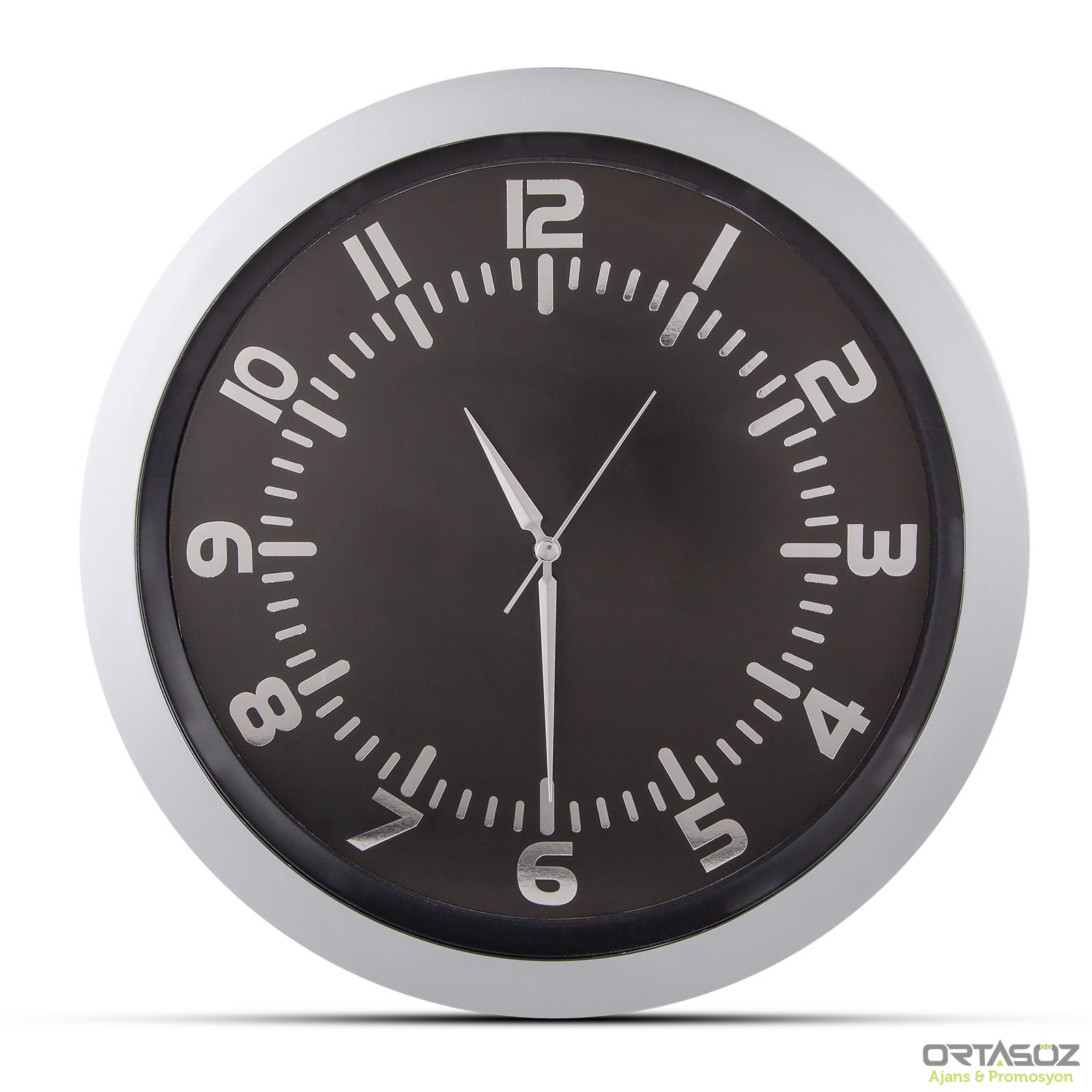 5043 POSEIDON SİYAH PLASTİK KASA DUVAR SAATİ 350MM