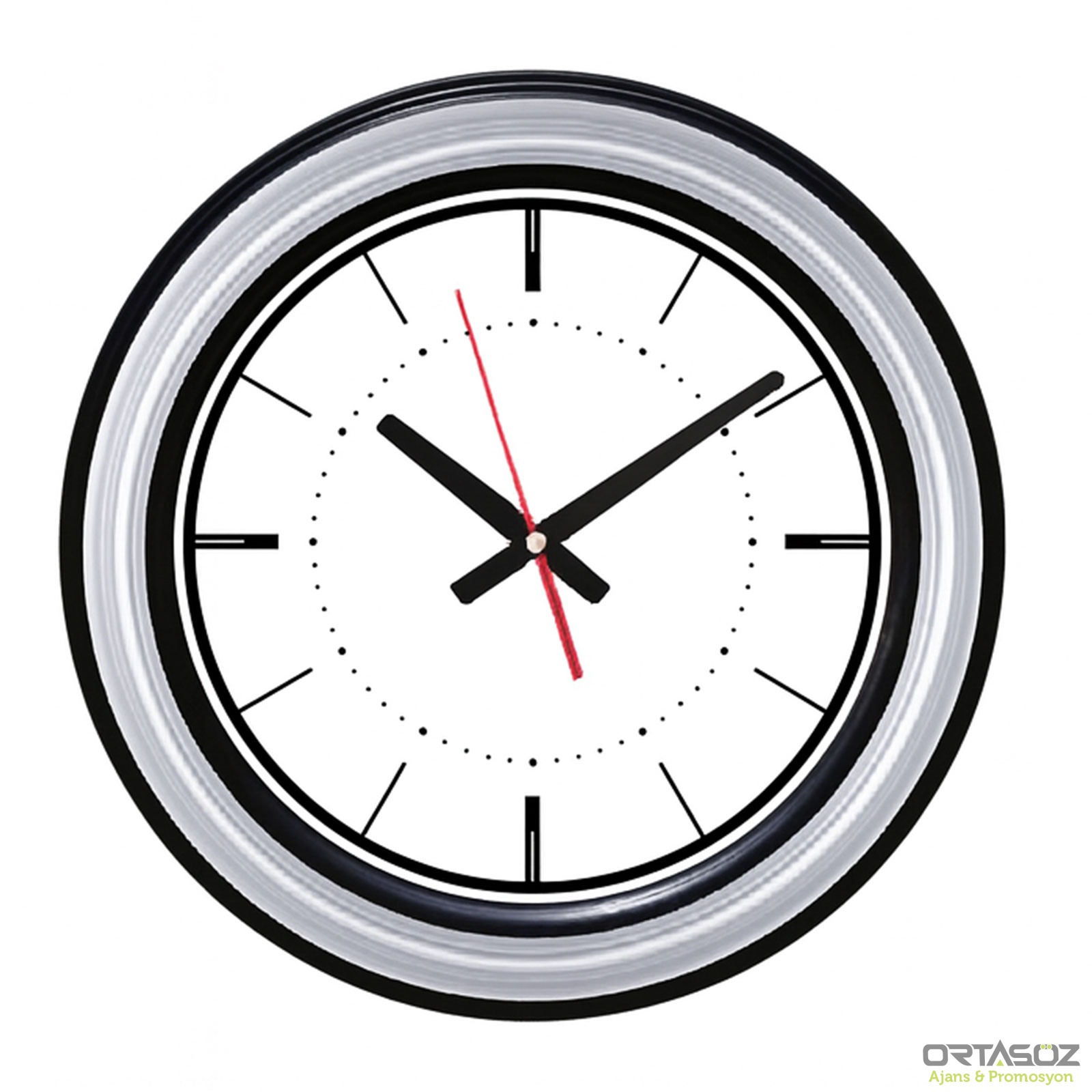 SEDNA526 SİYAH-GÜMÜŞ BRİSTOL KADRAN DUVAR SAATİ (480 MM)