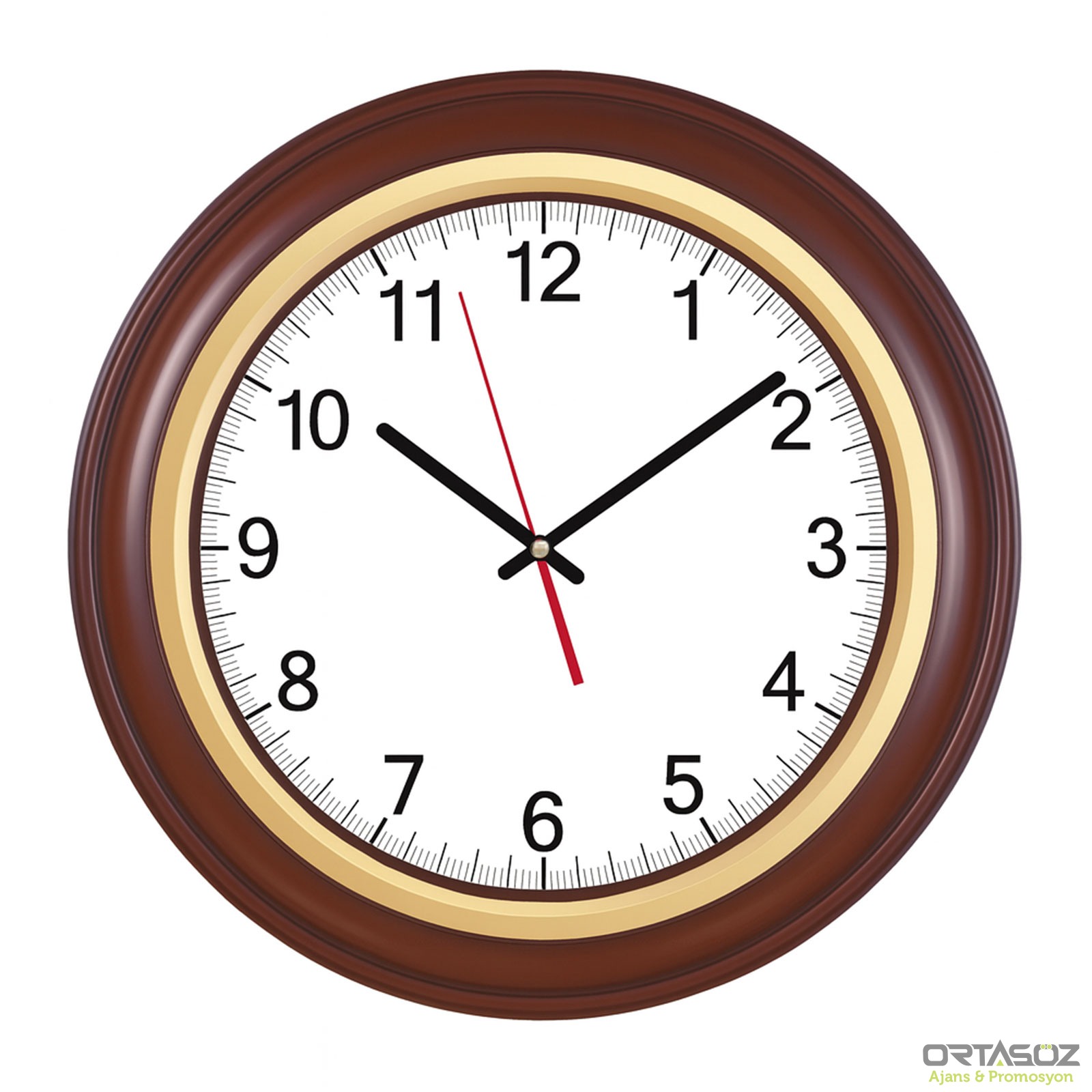 BENDİS509 SİYAH-ALTIN AHŞAP BRİSTOL KADRAN DUVAR SAATİ (400 MM)