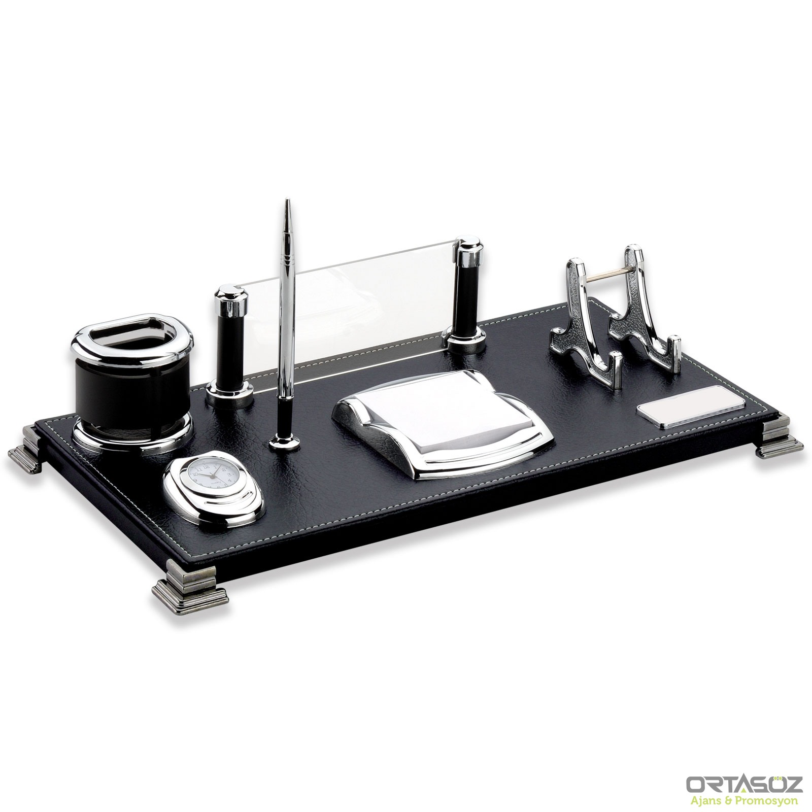 LEFKOŞA SİYAH DERİ MASA SETİ