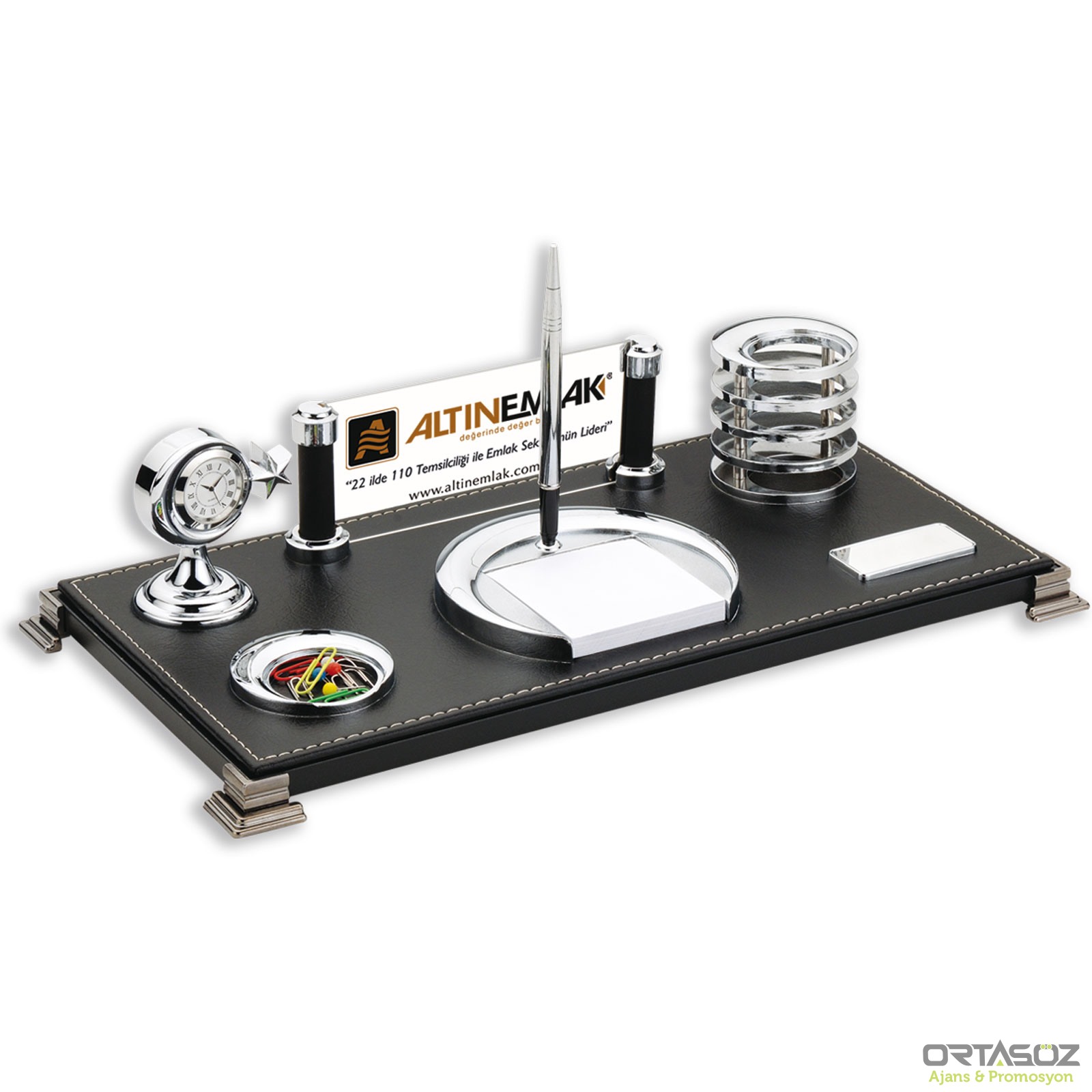 RODOS SİYAH DERİ MASA SETİ