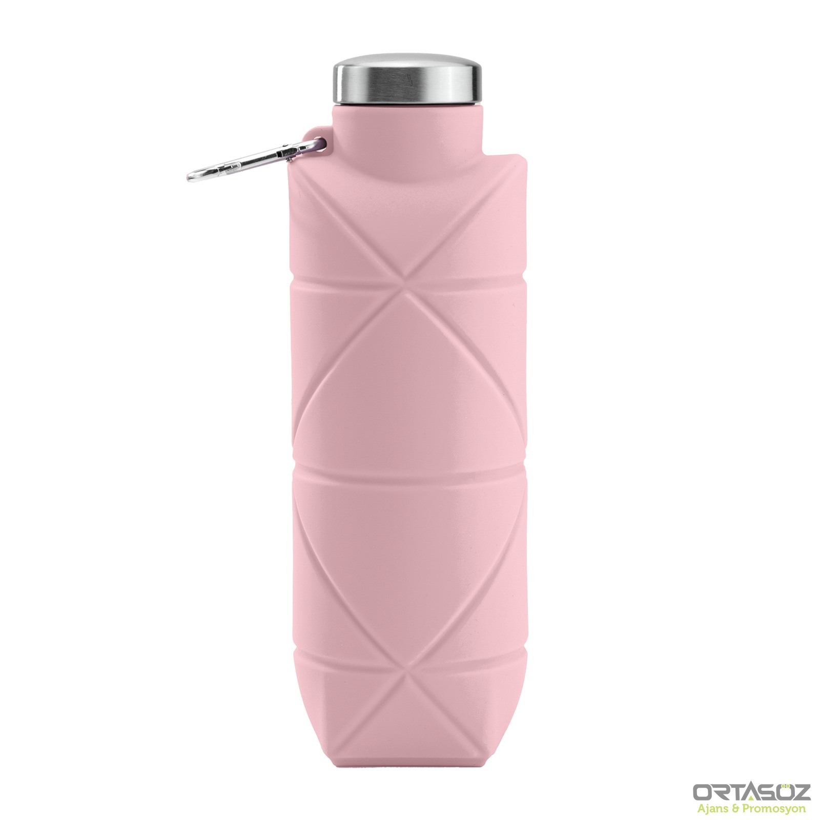 AYDENİZ PEMBE 700 ML KATLANABİLİR SİLİKON MATARA