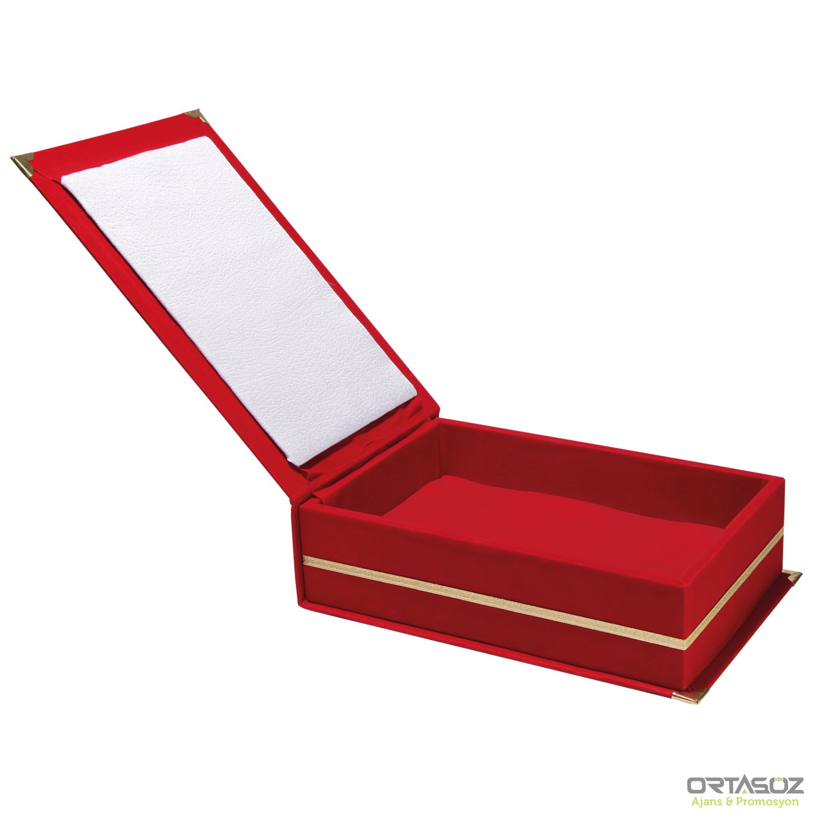 8792 KAŞMİR KIRMIZI KADİFE PLAKET KUTUSU (16X28 CM)