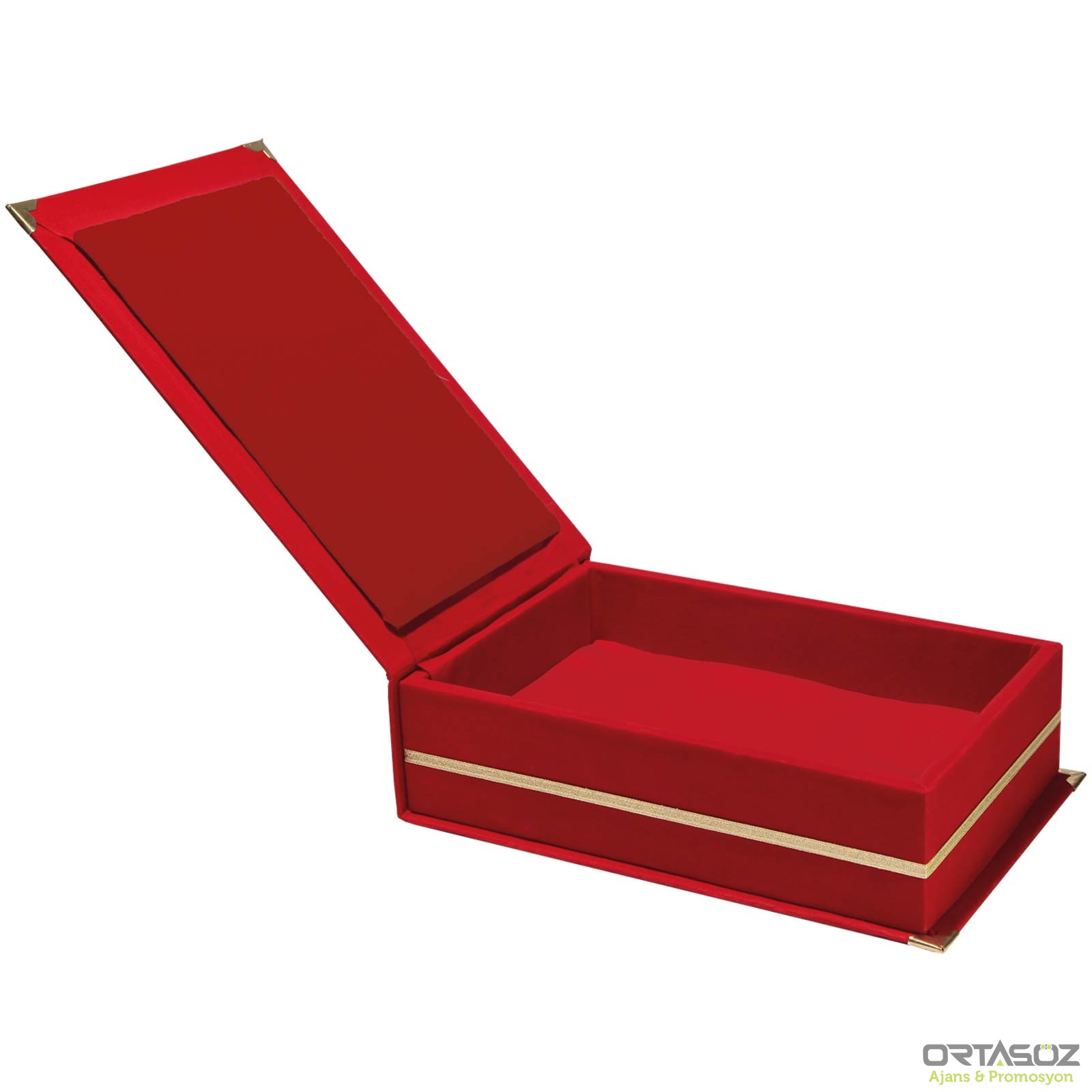 KAŞMİR KIRMIZI KADİFE PLAKET KUTUSU (16X28 CM)