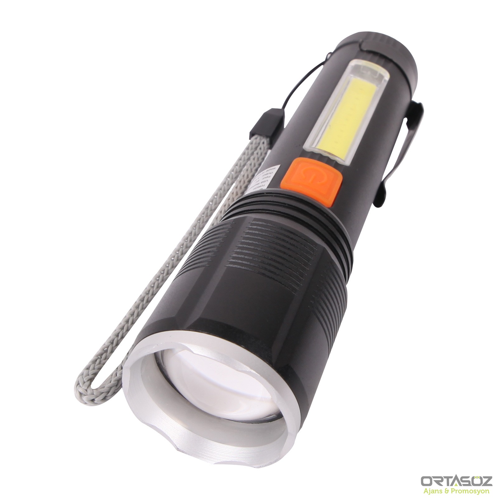 ARSUZ SİYAH 4 MODLU ŞARJ EDİLEBİLİR LED EL FENERİ