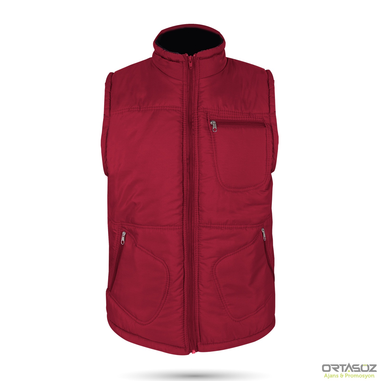 ALASKA  KIRMIZI  ÜÇ CEPLİ ŞİŞME YELEK  XXL