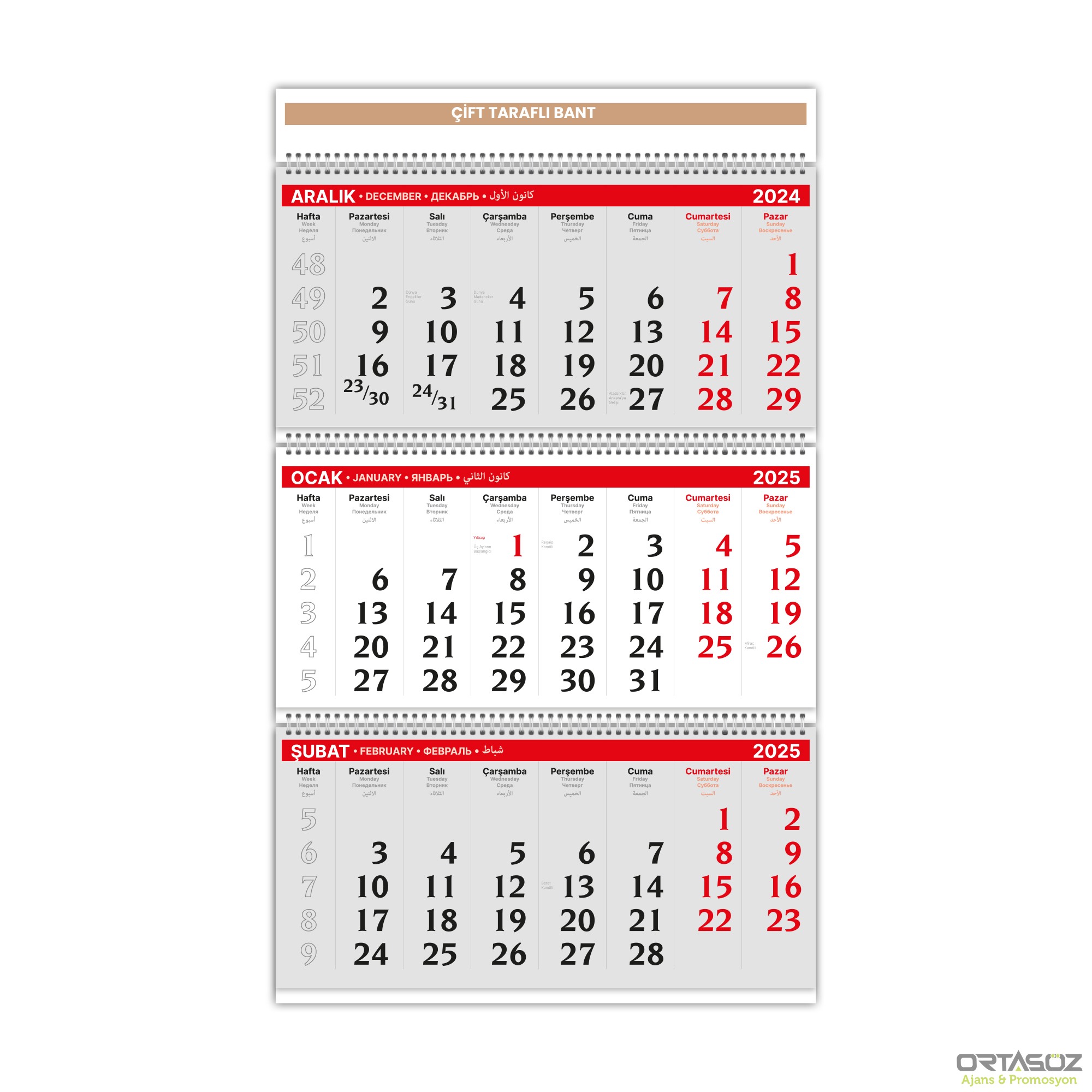 ALA-03 3 PARÇA SPİRALLİ GEMİCİ TAKVİMİ