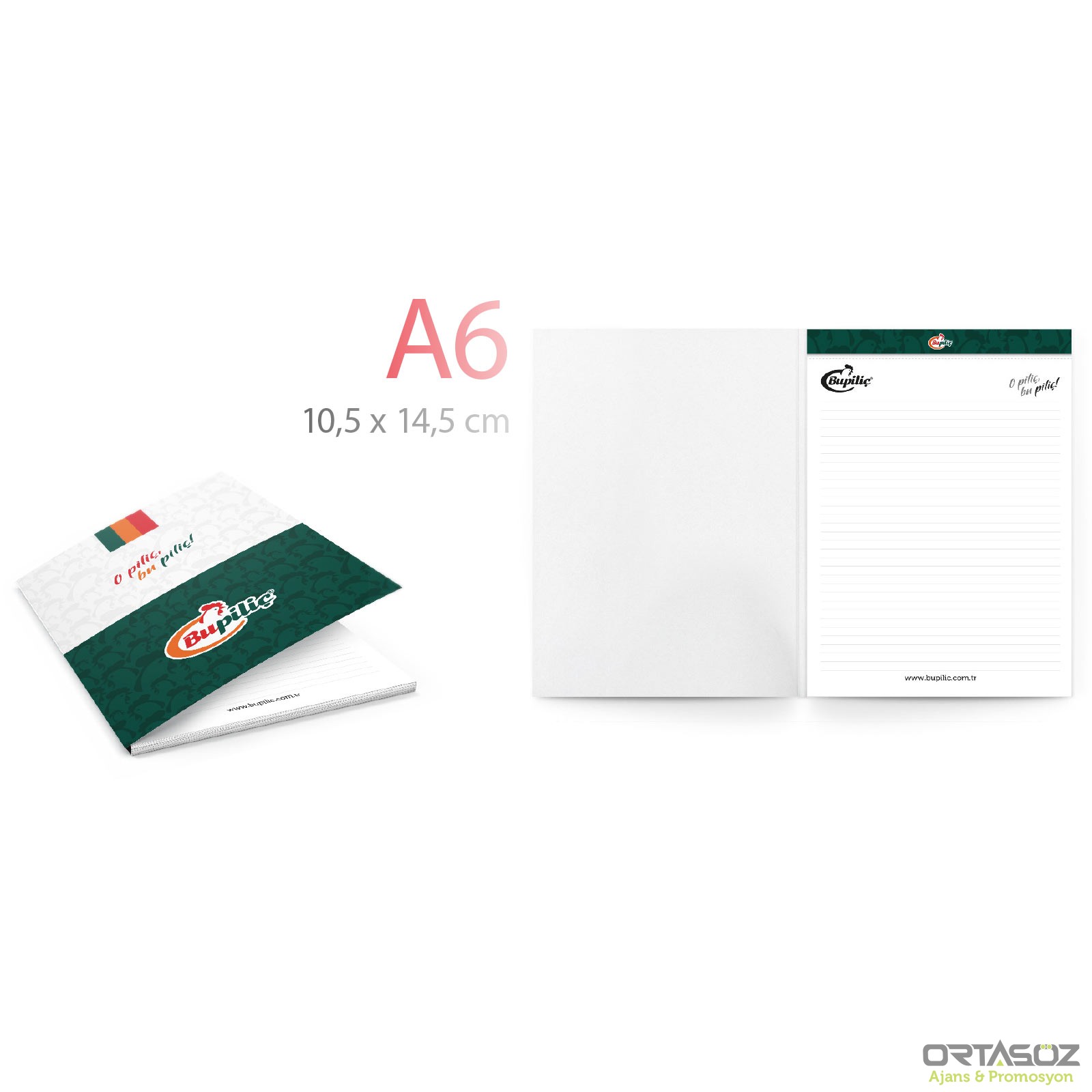 ALA-42 KAPAK GEÇMELİ YANA AÇILIR A6 BLOKNOT