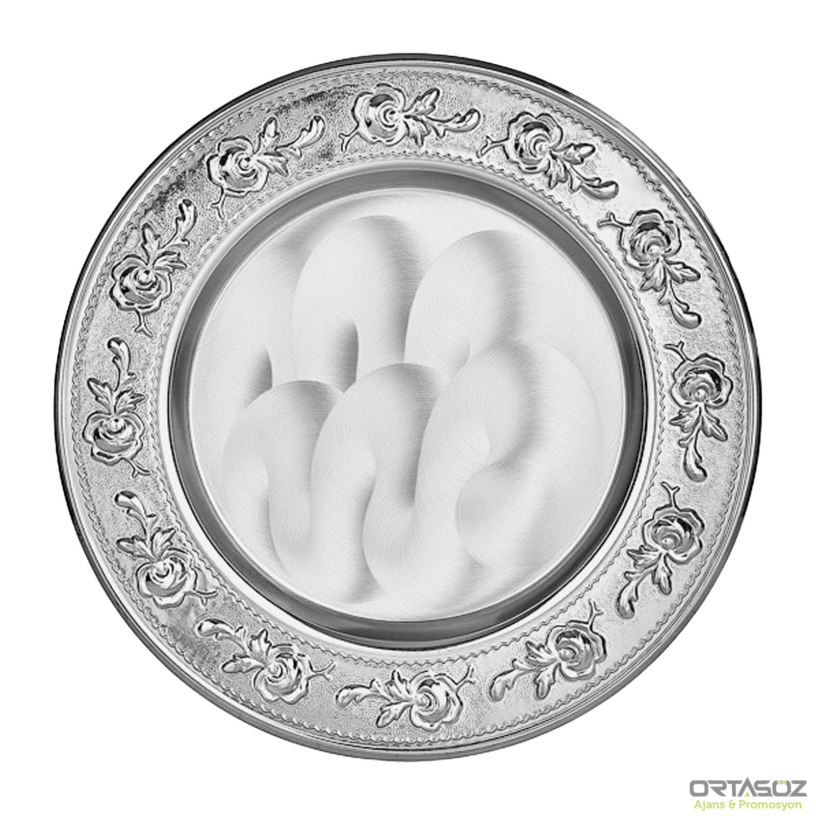 GYT-02 GÜMÜŞ YALDIZ İŞLEMELİ PLAKET TABAK